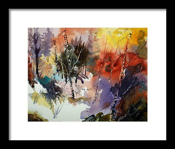 Forest Abstract Impressionism Fall Colours Framed Print featuring the painting Goblin Forest by Wilfred McOstrich