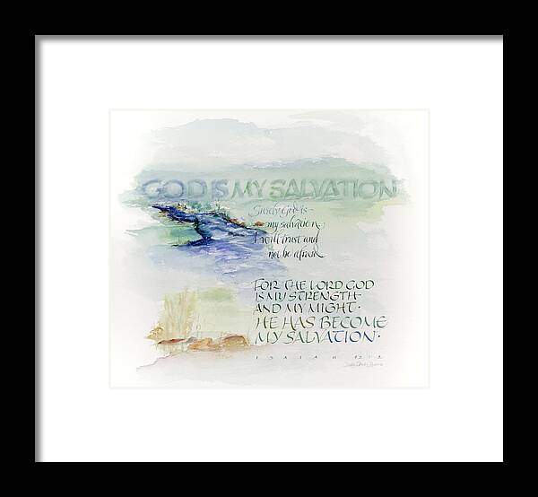 God Framed Print featuring the painting God is My Salvation by Judy Dodds