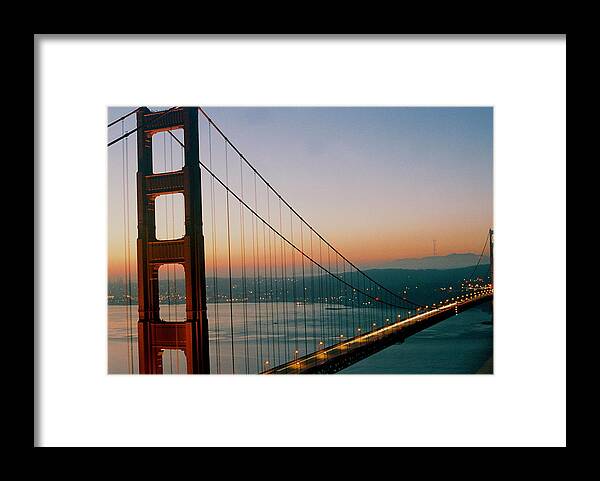 Sunrise Framed Print featuring the photograph Golden Gate Blue by Trent Mallett