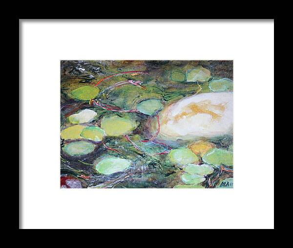 Water Framed Print featuring the painting Golden Pond 2 by Madeleine Arnett