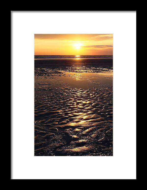 Abstract Framed Print featuring the photograph Golden Sunset On The Sand Beach by Setsiri Silapasuwanchai