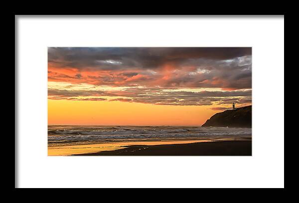 Lighthouse Framed Print featuring the photograph Golden Sunset by Robert Bales