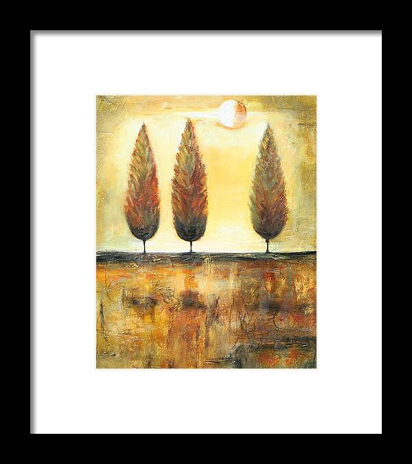 Landscape Painting Framed Print featuring the painting Golden trees by Lauren Marems