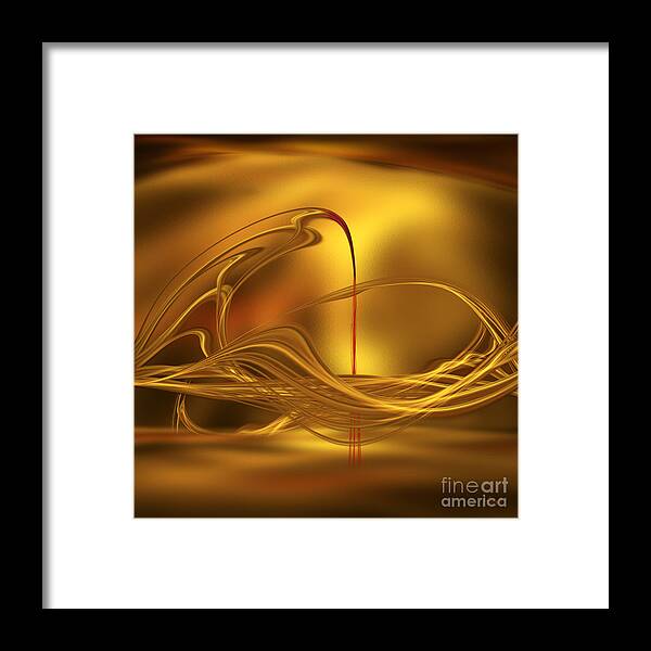 Golden Framed Print featuring the digital art Golden with red flow by Johnny Hildingsson
