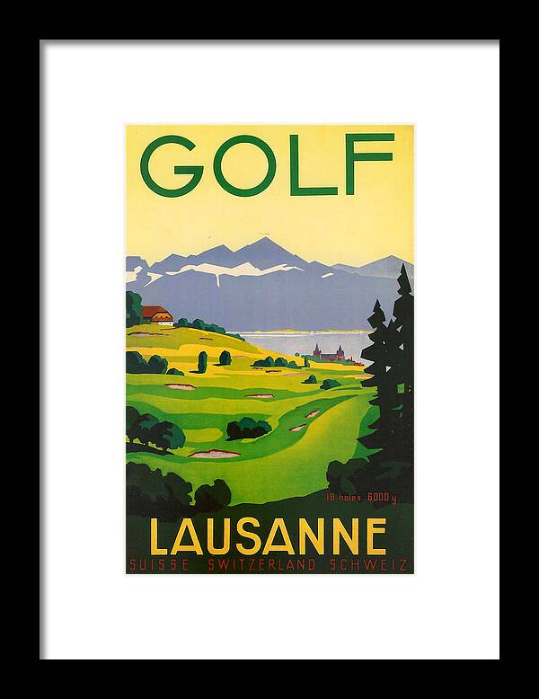 Golf Framed Print featuring the digital art Golfing in Lausanne by Georgia Clare