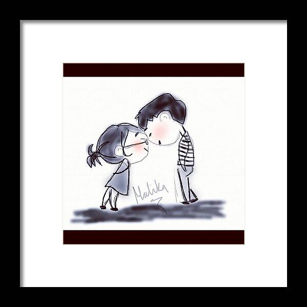 Cute Framed Print featuring the photograph #goodmorning #couples #cute #love by Malika Shrestha