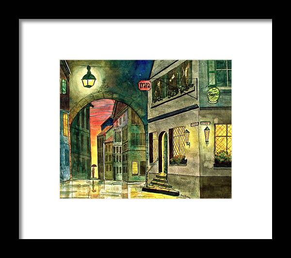 Tavern Framed Print featuring the painting Goodnight Old Friends by Frank SantAgata