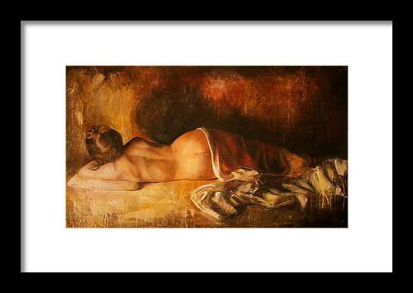 Nude Framed Print featuring the painting Grazioso by Escha Van den bogerd