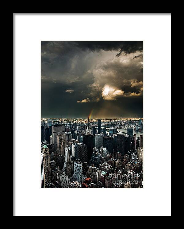 Manhatten Framed Print featuring the photograph Great Skies over Manhattan by Hannes Cmarits