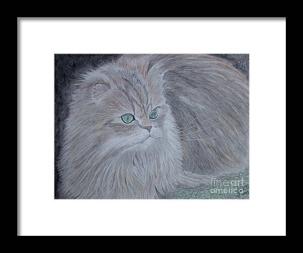 Green Eyes Framed Print featuring the drawing Green Eyes by Cybele Chaves