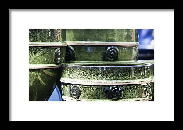 Pots Framed Print featuring the photograph Green Planter Border by Teresa Mucha