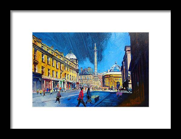 Newcastle Framed Print featuring the painting Grey Street Newcastle by Neil McBride