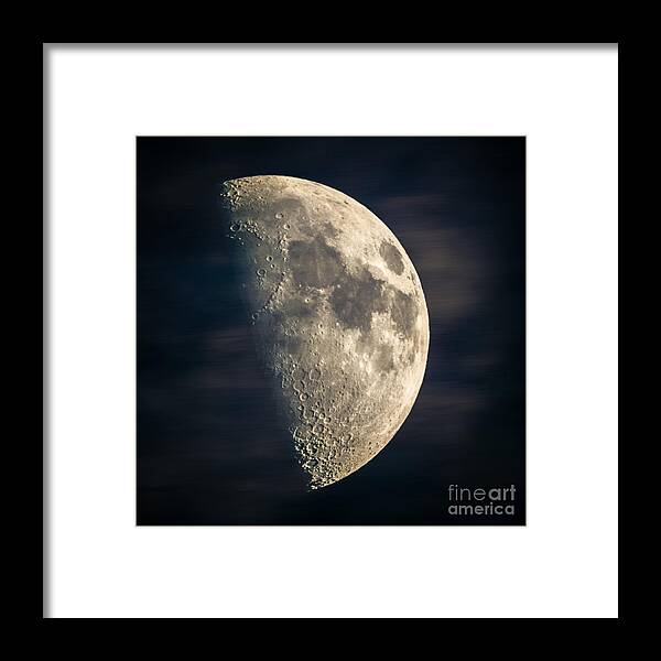 Astronomy Framed Print featuring the photograph half moon III by Hannes Cmarits