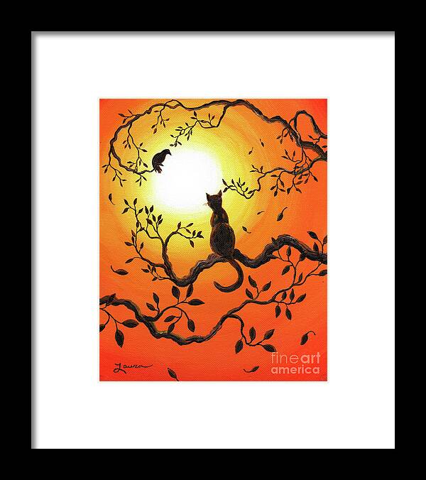 Landscape Framed Print featuring the painting Halloween Sunset by Laura Iverson