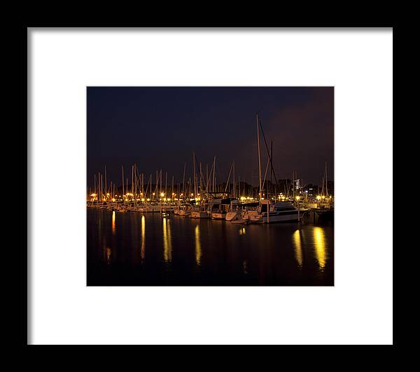 Harbor Framed Print featuring the photograph Harbor At Night by Scott Wood
