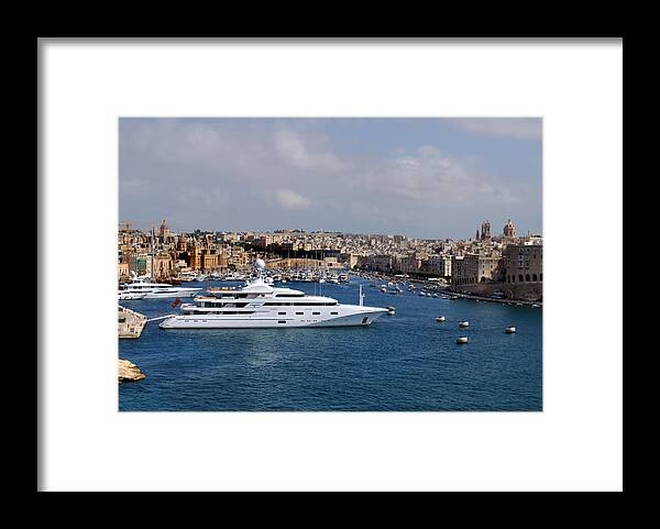 Valletta Framed Print featuring the photograph Harbour Valletta. by Terence Davis