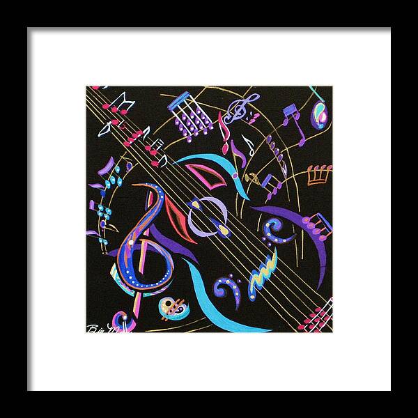 Fine Art Framed Print featuring the painting Harmony in Guitar by Bill Manson