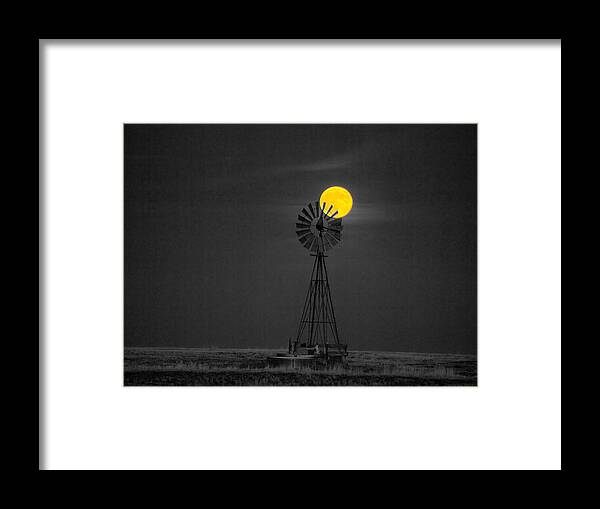 Windmill Framed Print featuring the photograph Harvest Moon by HW Kateley