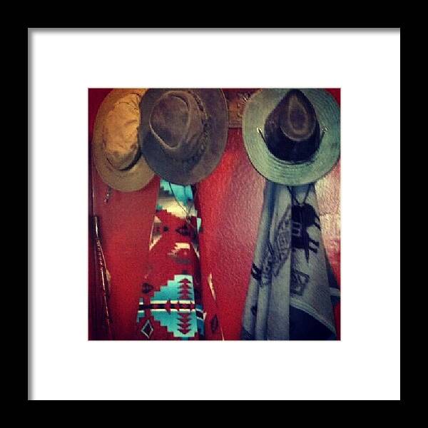 Cowboy Framed Print featuring the photograph Hats & Wraps by Holly Sharpe-moore
