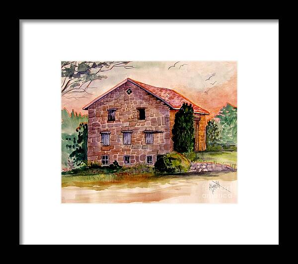 Stone Barn Framed Print featuring the painting Haunting Remnants by Marilyn Smith