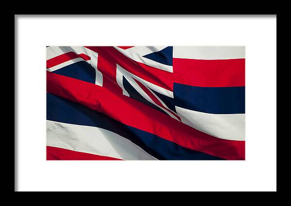 Blue Framed Print featuring the photograph Hawaiian State Flag by Joe Carini - Printscapes