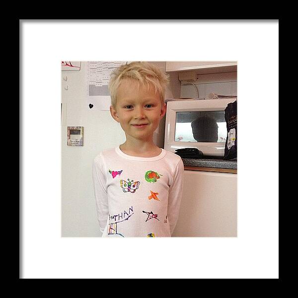 Heart Framed Print featuring the photograph He Is So Proud Of His Shirt That Ge by Camilla Hedlund
