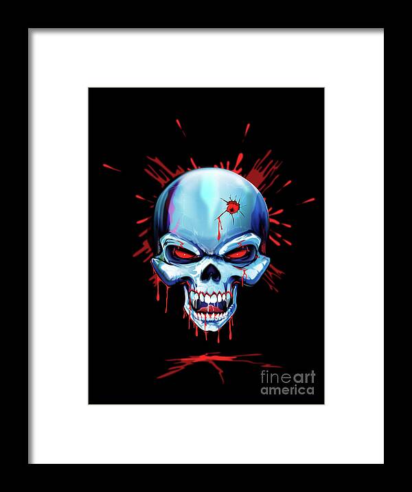 Skull Framed Print featuring the digital art Head Shot by Brian Gibbs