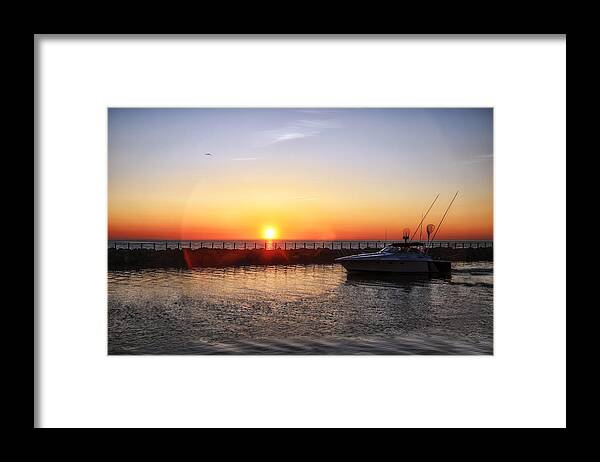 Fishing Boat Framed Print featuring the photograph Heading Back by Mark Papke