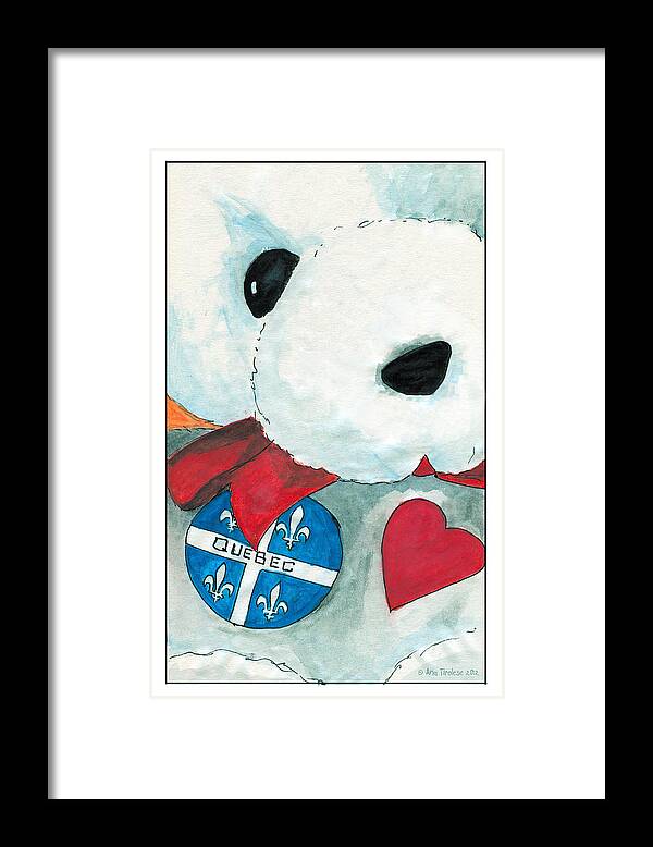 Bear Framed Print featuring the drawing Heart Quebec Bear by Ana Tirolese