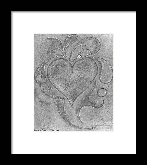 Black Framed Print featuring the pastel Heartbw049 by Patricia 'Amber' Sorenson