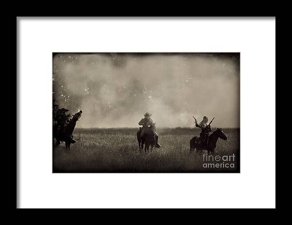 Reenactments Framed Print featuring the mixed media Heat of the Battle by Kim Henderson