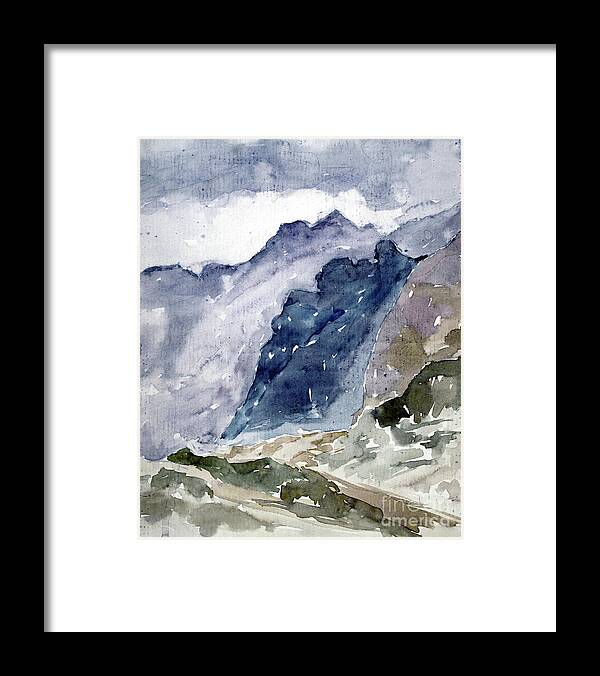 Mountains Framed Print featuring the painting High Mountains by Dariusz Gudowicz