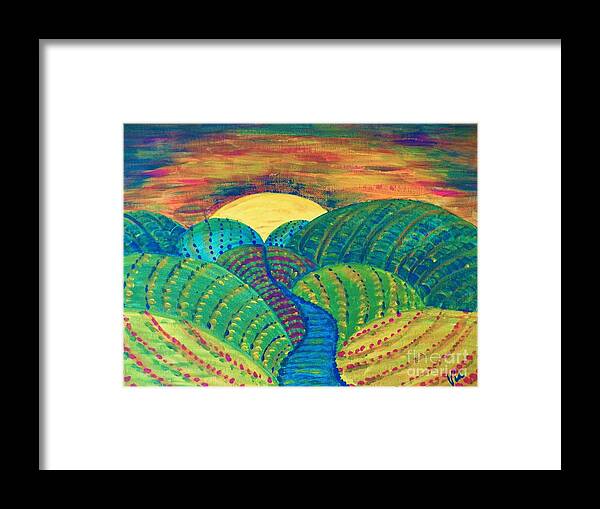 Landscape Framed Print featuring the painting Hills of Autumn by Judy Via-Wolff