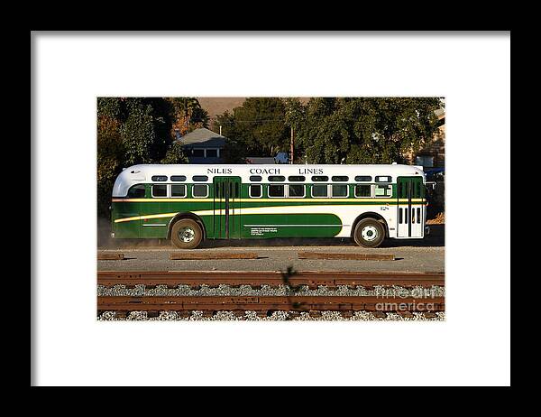 Transportation Framed Print featuring the photograph Historic Niles District in California Near Fremont . Niles Coach Line Bus . 7D10803 by Wingsdomain Art and Photography
