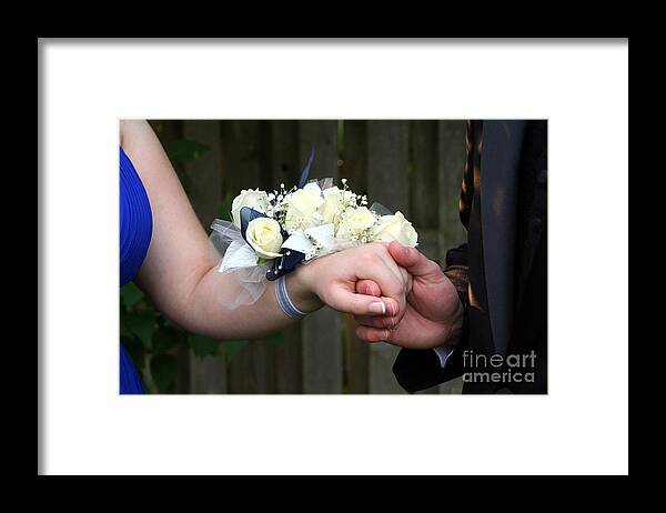 Hands Framed Print featuring the photograph Holding Hand With Wrist Corsage by Susan Stevenson