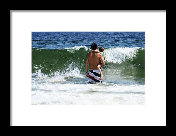 Rockaway Framed Print featuring the photograph Holding on to Uncle Ryan by Maureen E Ritter