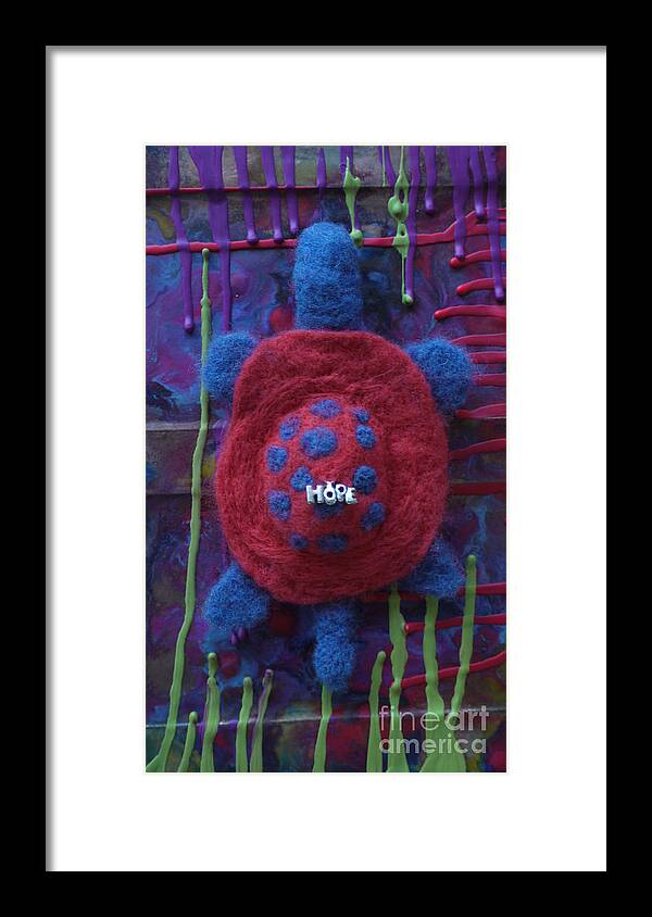 Wool Framed Print featuring the painting Hope Turtle by Heather Hennick