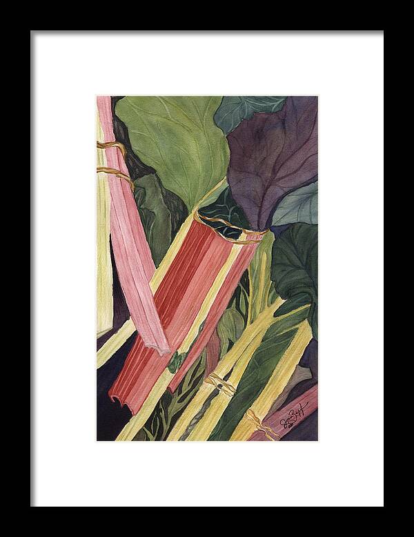 Farmers Market Framed Print featuring the painting Hornby's Rhubarb Pie by Joan Zepf