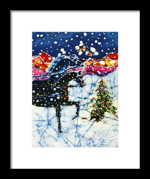Horses Framed Print featuring the tapestry - textile Horses Trot to the Christmas Tree by Carol Law Conklin