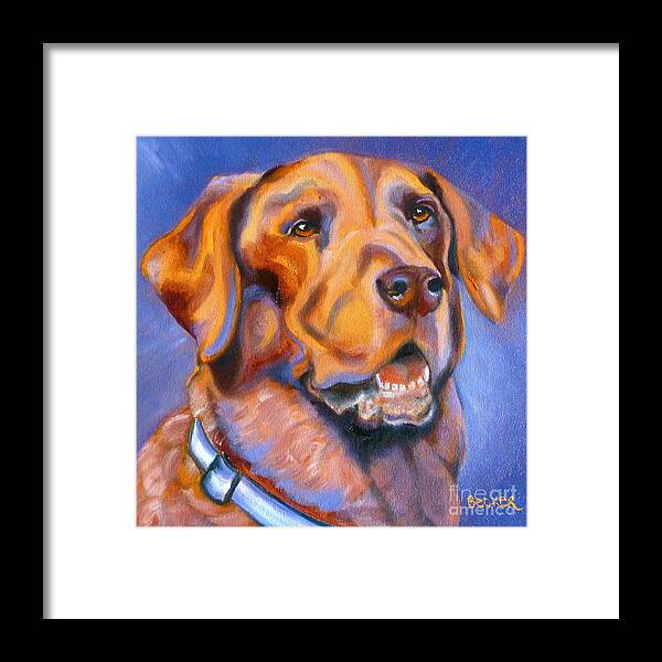 Lab Framed Print featuring the painting Hot Chocolate Lab by Susan A Becker