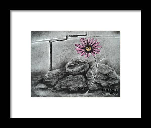 Flower Framed Print featuring the drawing I Dance Alone by Carla Carson