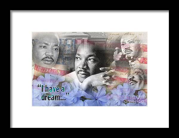 Art;vintage;mlk;martin Luther King;tribute;digital Collage;digital Art;unique;one Of A Kind Framed Print featuring the digital art I Have A Dream by Ruby Cross