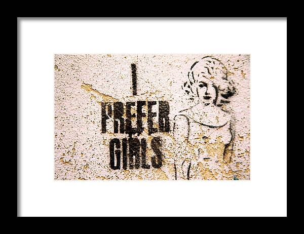 Argentina Framed Print featuring the photograph I Prefer Girls by Claude Taylor