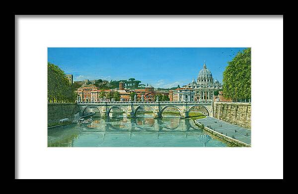 Landscape Framed Print featuring the painting Il Fiumi Tevere Roma by Richard Harpum