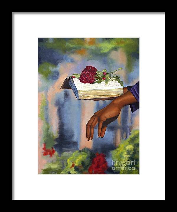 Oil Painting Framed Print featuring the painting In memory of by Myra Goldick