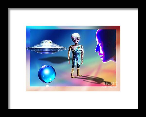 Space Framed Print featuring the mixed media In Space... by Hartmut Jager
