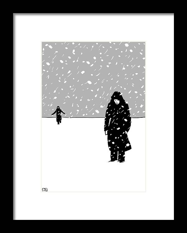 Snow Storm Framed Print featuring the digital art In the snow by Giuseppe Cristiano
