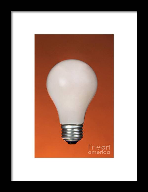 Object Framed Print featuring the photograph Incandescent Light Bulb by Photo Researchers, Inc.