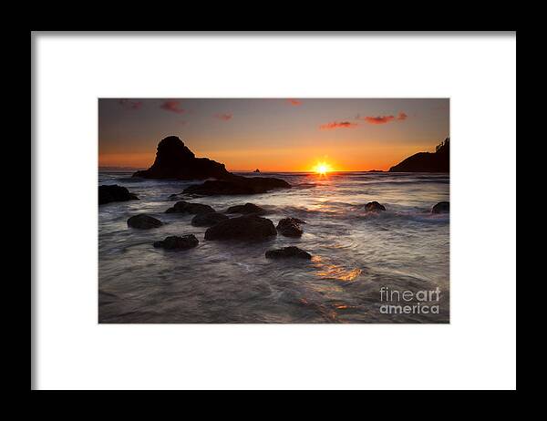 Indian Beach Framed Print featuring the photograph Indian Beach Sundown by Michael Dawson