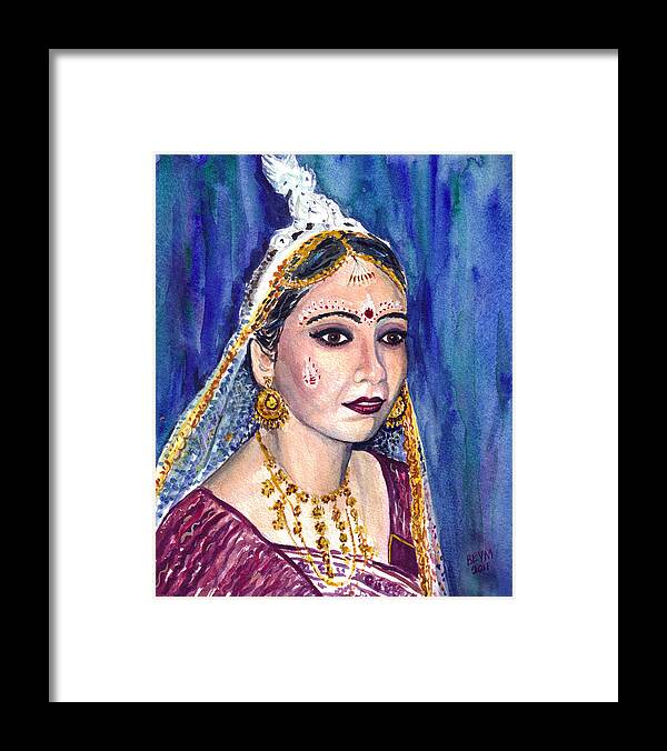 Indian Bride Framed Print featuring the painting Indian Bride by Clara Sue Beym